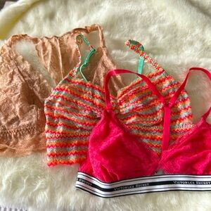 Victoria's Secret Red Lace Bralette with Striped Band
